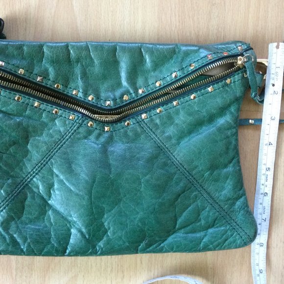 Steve Madden Green Studded Crossbody Purse Fringe - Picture 12 of 12